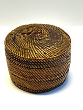 Nootka Alaskan Hand Woven Basket; Original & Collectible; Small with Lid; Lot 12 picture