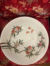 Huge Old China Porcelain Bowl Long Life Peaches Beautiful 14 Inch Diameter  picture