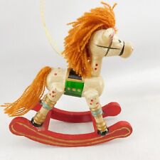 Vintage Wood Rocking Horse Christmas Ornament Hand Painted 4
