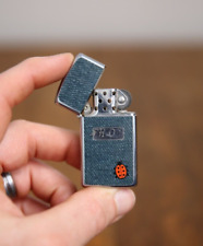Vintage 1970's Zippo Lighter DENIM SERIES LADY BUG SLIM pocket RARE Engraved picture