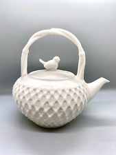 NEW Grace's Teaware Bird Flower Lattice Ivory Porcelain Twig Handle Teapot picture