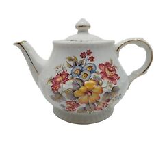 Wood & Sons Ellgreave Ironstone Teapot White Rex Yellow Blue England picture