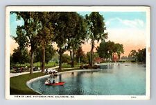Baltimore MD-Maryland, View Of Lake, Patterson Park, Antique, Vintage Postcard picture