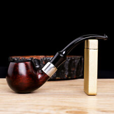 Handmade Briar Wooden Tobacco Pipe Bent Curved Stem Smoking Pipe Decoration Ring picture