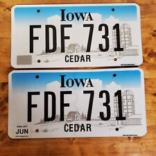 Iowa 2000's Farm Scene License Plate FDF 731 Cedar County picture