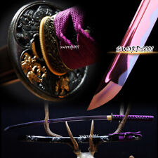 Noble Purple Blade Japanese Katana Samurai Sword Full Tang Battle Ready Sharp picture