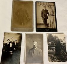 Lot of 5 Antique Vintage Studio Photographs & Post Cards All Men in Suits Sephia picture