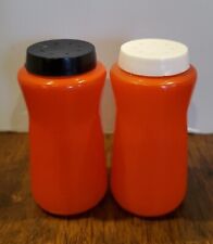 Vintage 1950s Durkee Orange Glass Salt & Pepper Shakers 3.5in Mid-Century  picture
