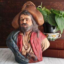Vintage Large Ceramic Pirate Bust, Nautical Scallywag, 70's, Hand Painted. picture
