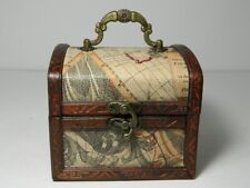 World Maps Wooden Box Brass Handle, Latch and Hinges 4.5