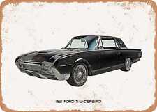 Classic Car Art - 1961 Ford Thunderbird Oil Painting - Rusty Look Metal Sign picture