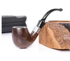 1pcs Bent Type Handmade Nature Solid Ebony Wood Smoking Pipe Smoke Tobacco Pipes picture