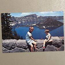 Postcard Oregon Crater Lake OR Chipmunk Kids Landscape 1960s Unposted Chrome picture