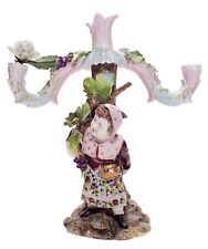 VOLKSTEDT 19th Century Antique Hand Painted Figural Porcelain Candle Holder picture