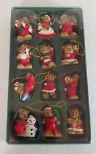 Vintage Dillard's 12 Miniature Bear Hanging Detailed Christmas Ornaments picture