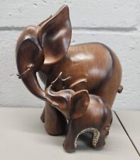 Vintage Elephant Mother With Baby Elephant Sculpture  picture