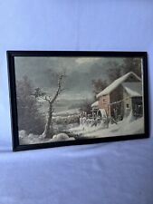 Vintage Print The Old Mill In Winter George H Durrie 9.5 X 14 Keene NH picture