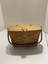 Longaberger 1990 Handled Basket Purse Leather Strap Toggle Closure Classic JF picture