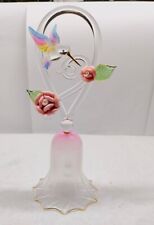  Art Glass Dainty Crystal Humming Bird Flower Glass Bell 6