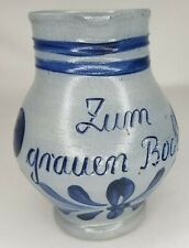 Vintage Handarbeit Pottery Zum Grauen Bock Gray Blue Pitcher Handmade In Germany picture