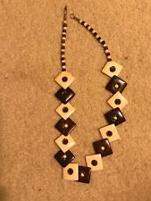 Vintage Brown & Off Whited Bone African Style Necklace diamond-shaped beads picture