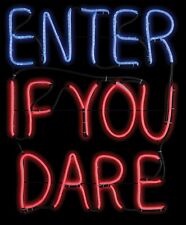 Retro LED Light -ENTER IF YOU DARE- Halloween Haunted House Sign Prop Decoration picture