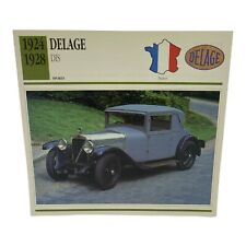 Cars of The World - Single Collector Card Edito-Service 1924 1928 Delage DIS picture