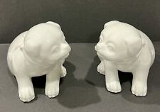 Vintage MCM 1970's Fitz And Floyd White Ceramic Sitting Dog Puppy Set Pair of 2 picture