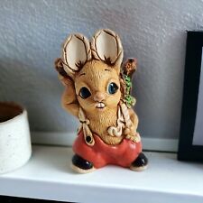 Woodlander Woody Hand Painted Stoneware Rabbit Bunny Figurine Whimsical England picture