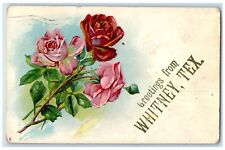 1912 Greetings From Whitney Texas TX Flower Roses Ironwood Michigan MI Postcard picture