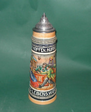 Antique Large Beer Stein By J. P. Thewalt Woman with Two Suitors 1088 2 Litre picture