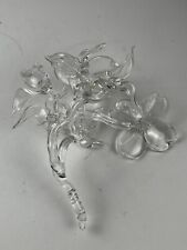 Handblown Clear Art Glass Dogwood Branch with Flowers picture