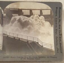 1915 Keystone Stereoview Card Gatun Spillway Panama Canal Antique Collectible picture