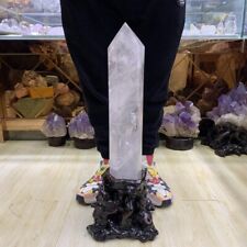 23.54LB rare Natural clear Quartz crystal obelisk Dot magic Reiki healing +base picture