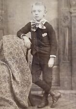 Moravia New York Little Boy Well Dressed a Cabinet Card Antique Vintage Photo picture