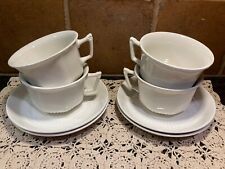 Adams English Ironstone White EMPRESS 4 Coffee Cups & Saucers Vintage picture