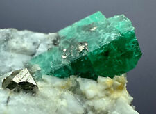 255 Gm Top Green Emerald Huge Crystal,Pyrite On Matrix From Panjshir Afghanistan picture