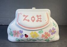 Ceramic Purse Coin Bank “Zoe” 6”x 9” x 4” By Panel Trim Inc picture