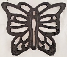Vintage Cast Iron Butterfly Trivet Footed Black Pot Holder Decor 6.5