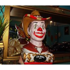 Vintage Ezra Brooks Creepy Cowboy Clown Decanter oddity curiosity porcelain 1979 picture