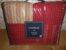 Cremieux Dillard's ADDISON Twin Red Khaki Patch Cotton Linen Quilt Sham Set NWT picture
