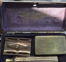 Vintage Gillette gold tone razor kit w/ Brand New Blades & Case -  1940's-1950's picture