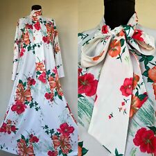 True Vintage TRAVEL LITE Hibiscus Flowers Bows Tunic Dress Kaftan EXCELLENT L XL picture