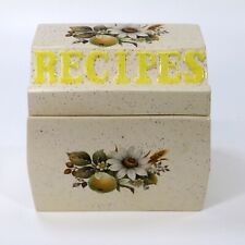 Vintage Handmade Ceramic Recipe Box w/Removable Lid Apple Daisy Design Dated '82 picture