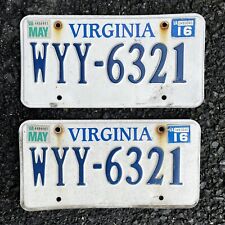 Lot of 2 Retired Vintage Virginia License Plates Front and Back Plates WYY-6321 picture