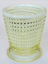 Antique Toothpick Holder Ribbed Spiral Pattern Yellow Flint Glass 19th Century picture
