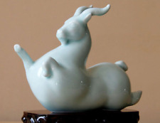 10 China Jingdezhen Ceramics Porcelain Green Glaze Sheep Auspicious Goat Statue picture