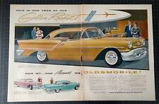 Vintage 1957 Oldsmobile Golden Rocket 2-Page Print Ad picture