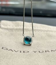 David Yurman 925 Silver 7mm Hampton Blue Chatelaine Pendant W/Diamonds Sz18-20In picture