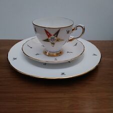Vintage Tuscan Fine English Bone china Masonic-pattern Trio Tea Set, England picture